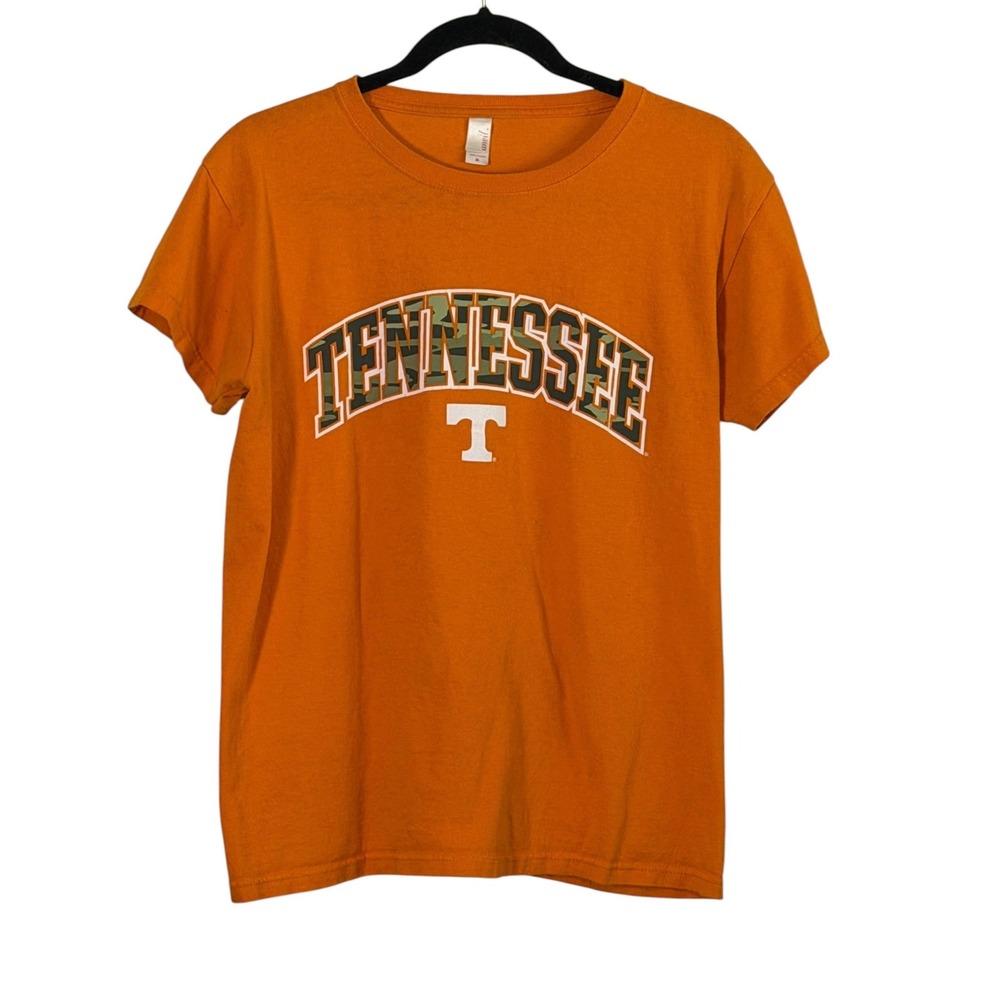 Tennessee Volunteers Womens M Orange Camo Logo T Shirt Anvil UT Vols Tee